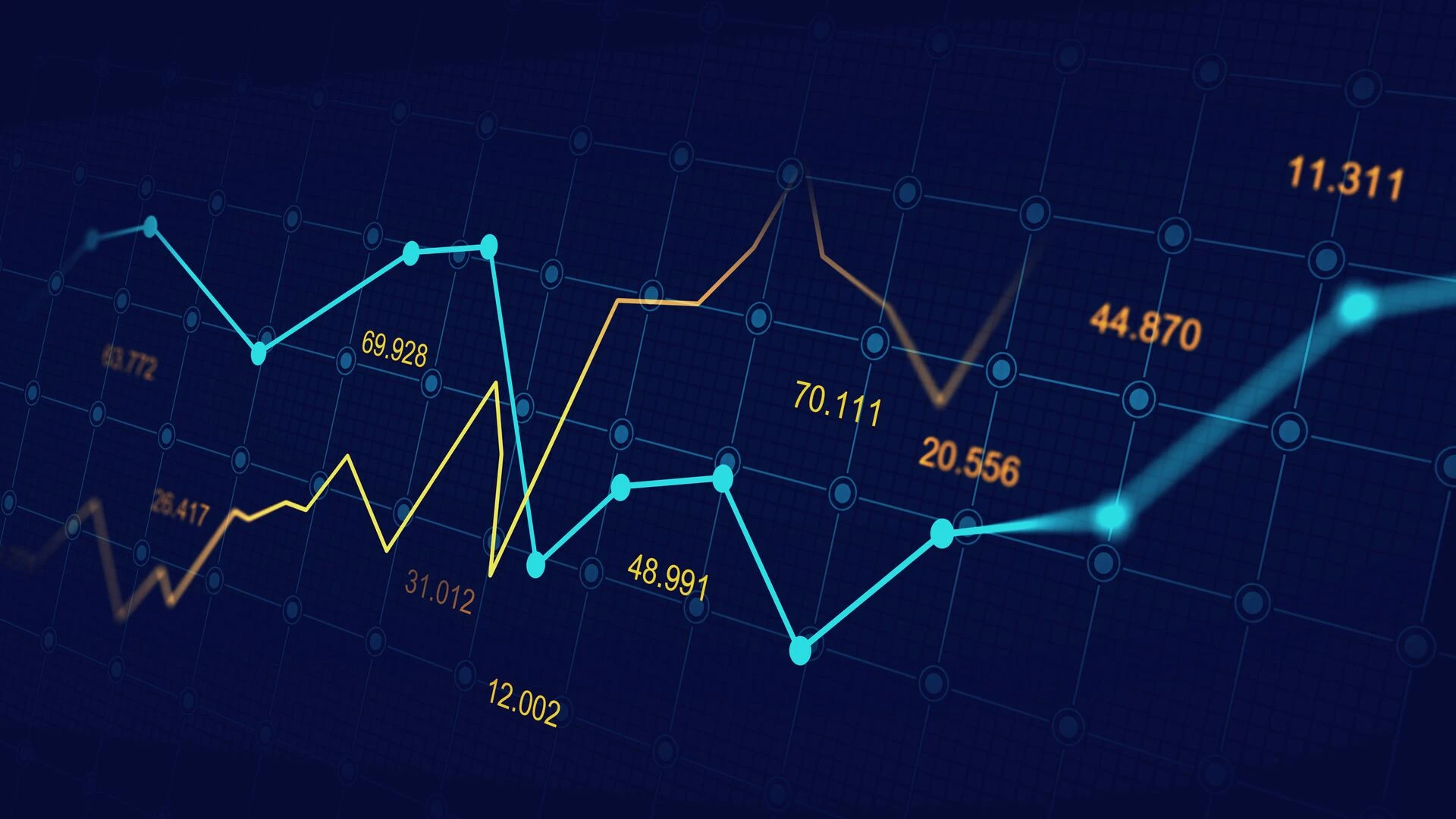Stock market or forex trading graph