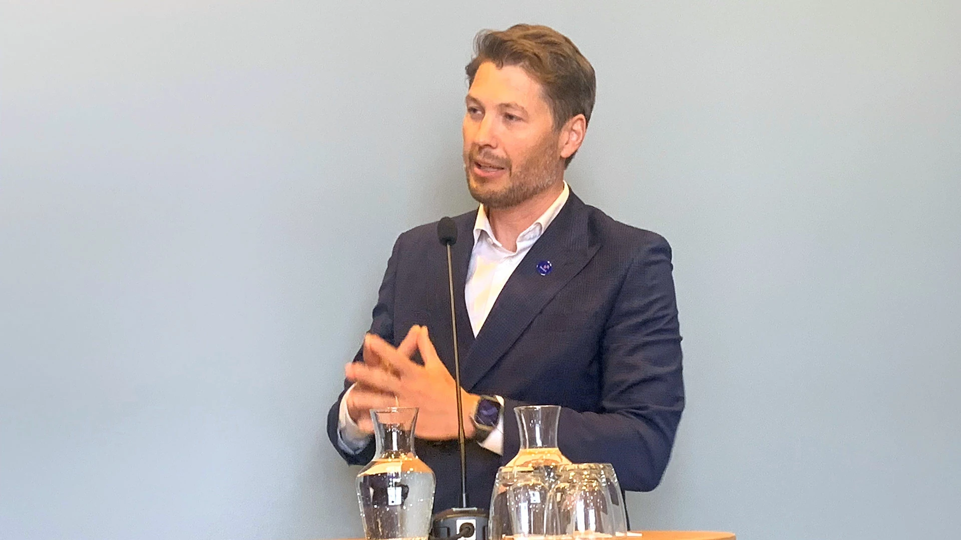 Per Långsved i en debatt på tankesmedjan SNS kontor i Stockholm