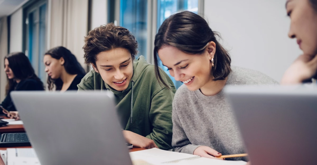 Young people studying