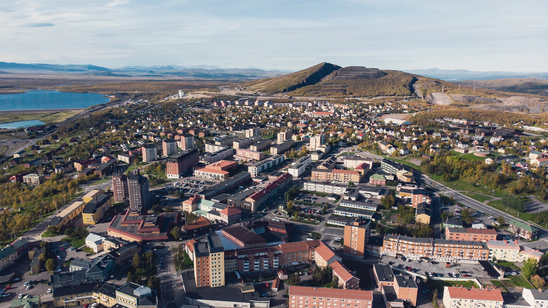 A birds view over Kiruna in summer time