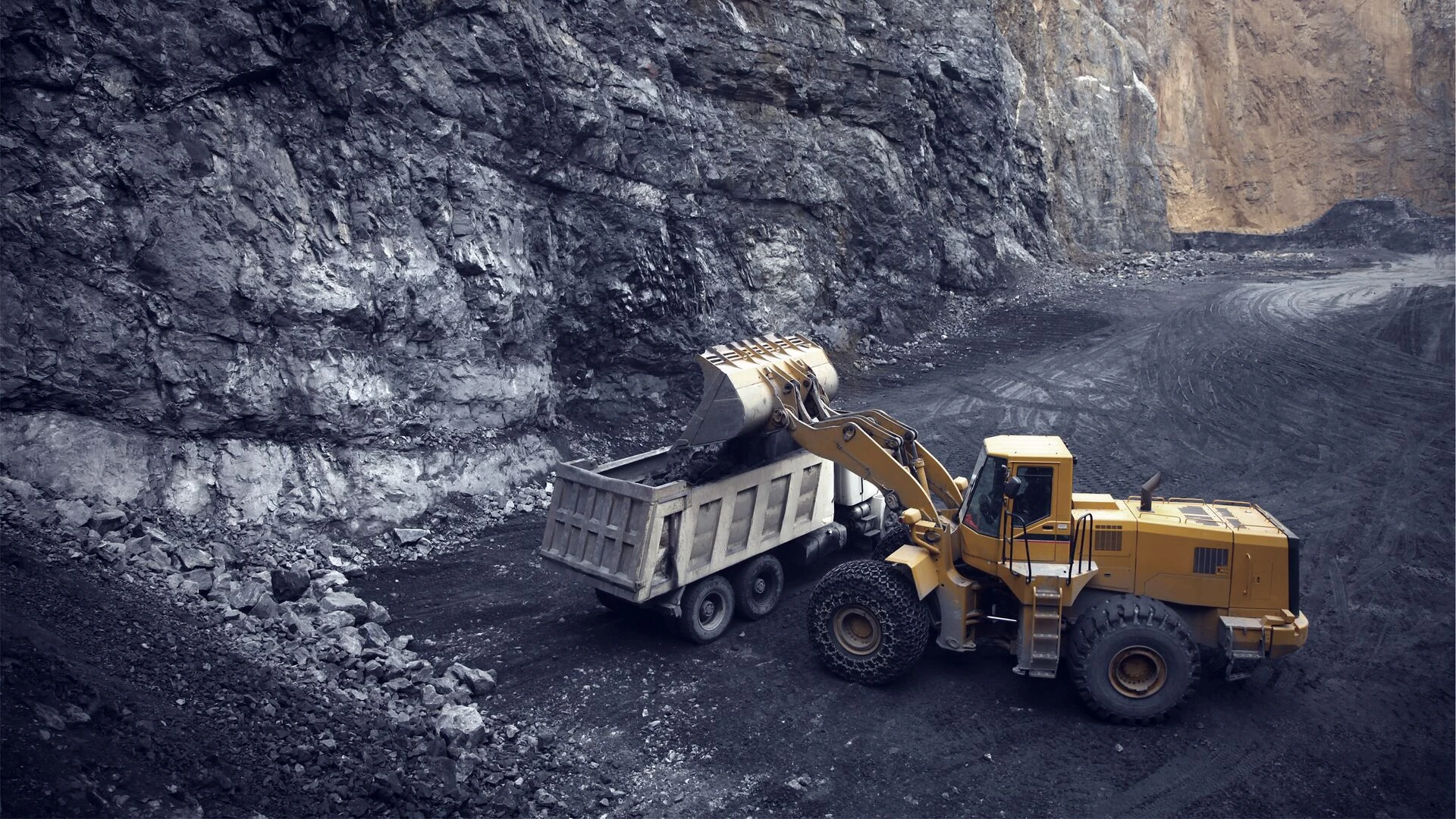 An excavator in mining operations