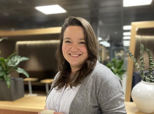 Women smiling at the office