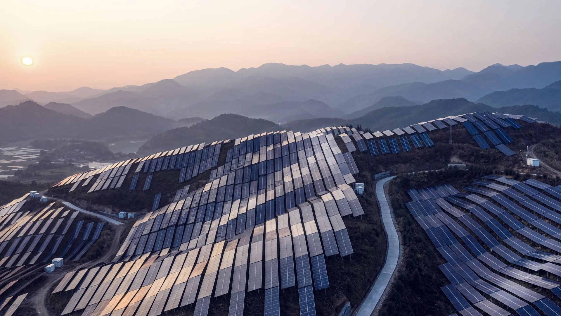 Aerial view of solar power plant