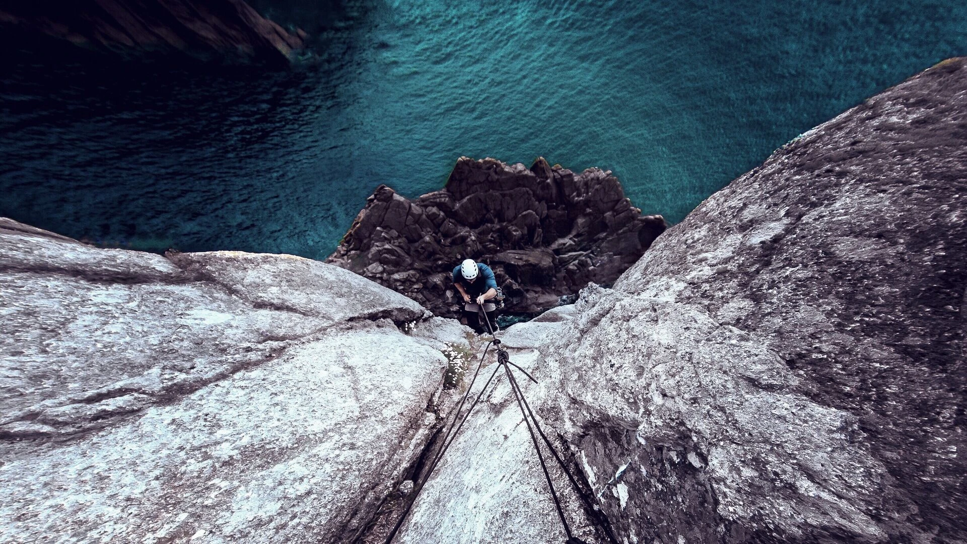 Man rock climbing