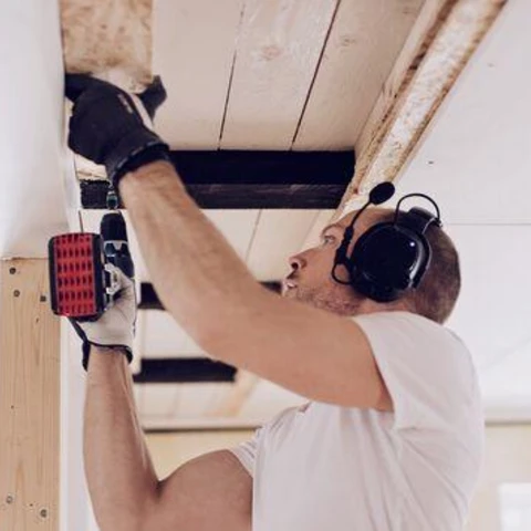 Man renovating house