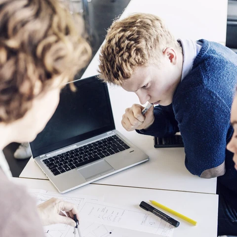 Students and mentor in classroom