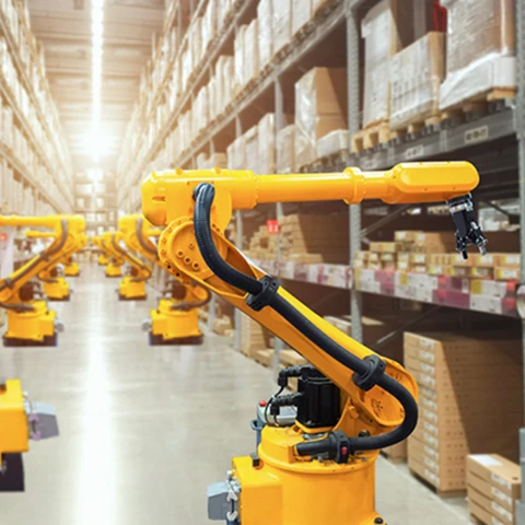 robots working in warehouse