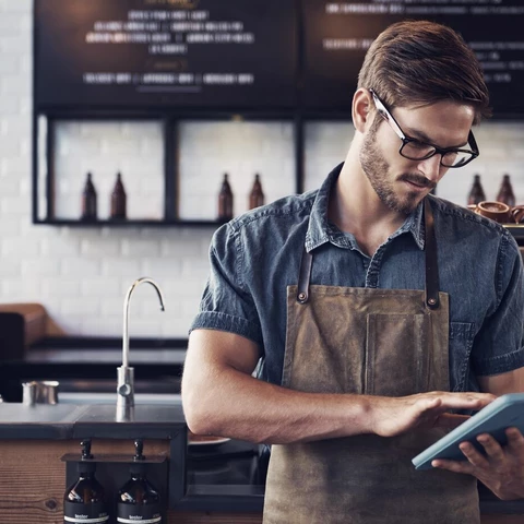 Entrepreneur in cafe