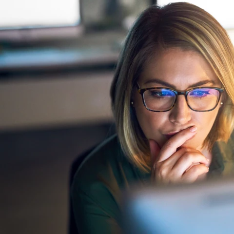 Woman looking at computer