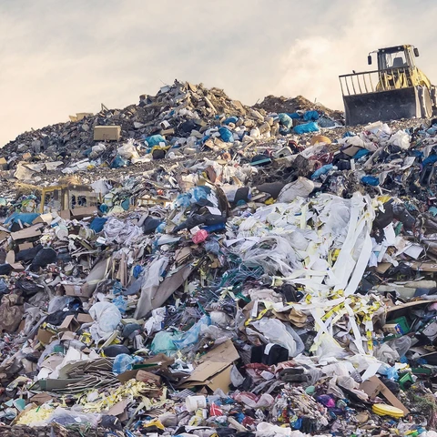 Garbage pile in trash dump