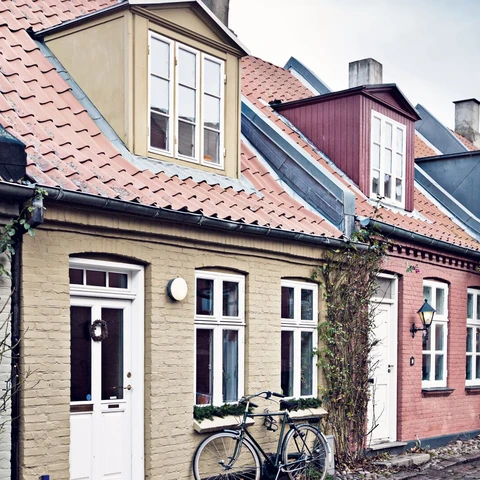 Colorful houses in Aarhus Denmark