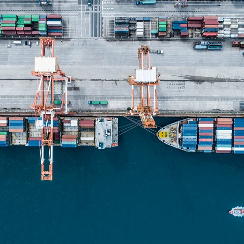 Shipping boats at the harbor