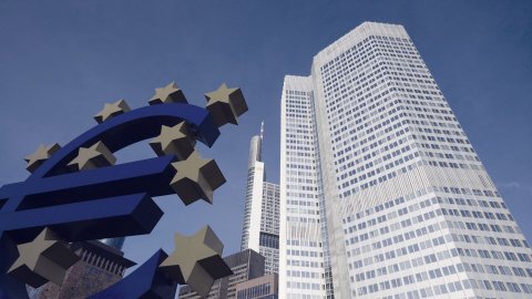 Giant euro sign ECB European Central Bank tower