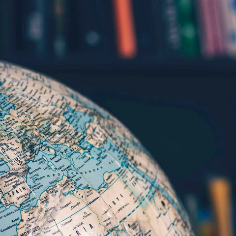 Close up on desktop globe