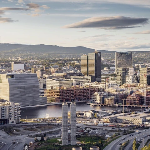 Oslo city in sunset