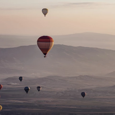 Hot air balloons at sunrise