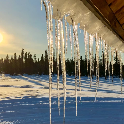 Snow melting from roof