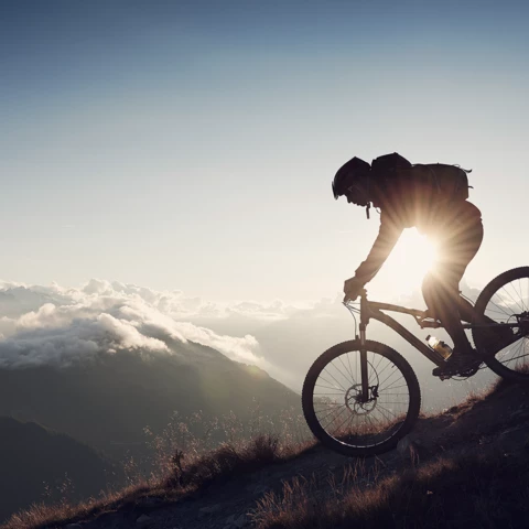 Mountain biker riding downhill