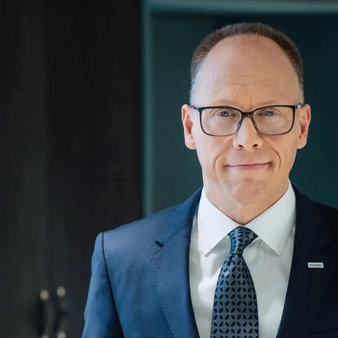 CEO of Nordea looking straight into the camera