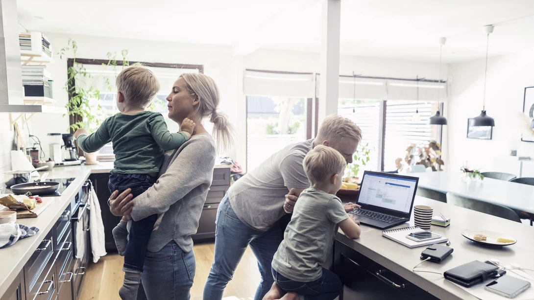 Family in kitchen