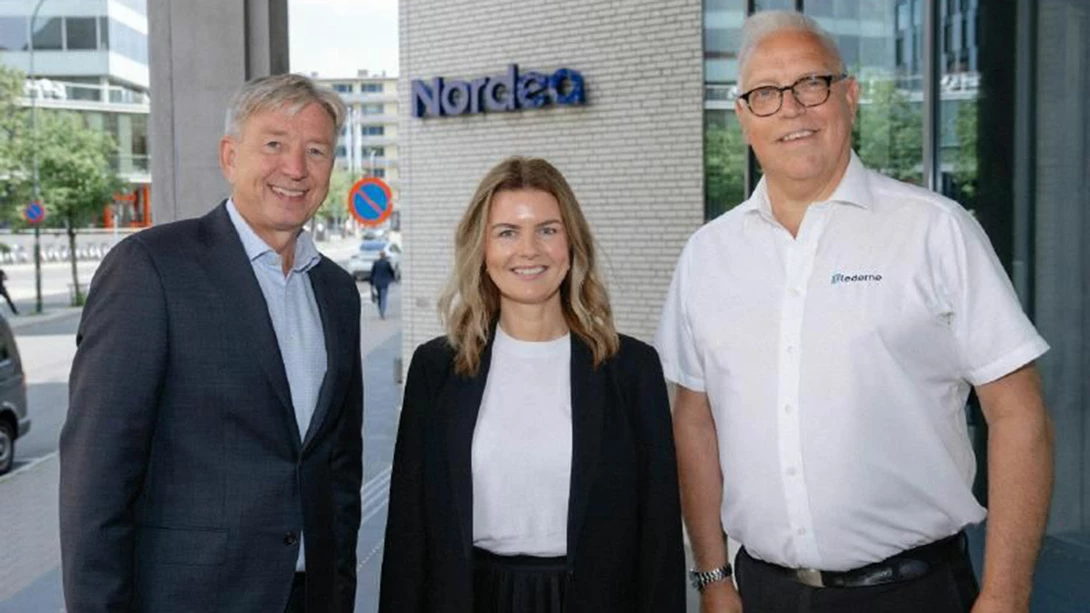 FORNØYDE: f.v Stein Zander, Generalsekretær Lederne, Hege Hindrum Killingberg, partneransvarlig i Nordea Norge og Audun Ingvartsen Forbundsleder Lederne.